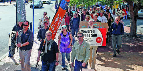 Solar enthusiasts take to the streets of Lismore on Wednesday. Solar enthusiasts take to the streets of Lismore on Wednesday.